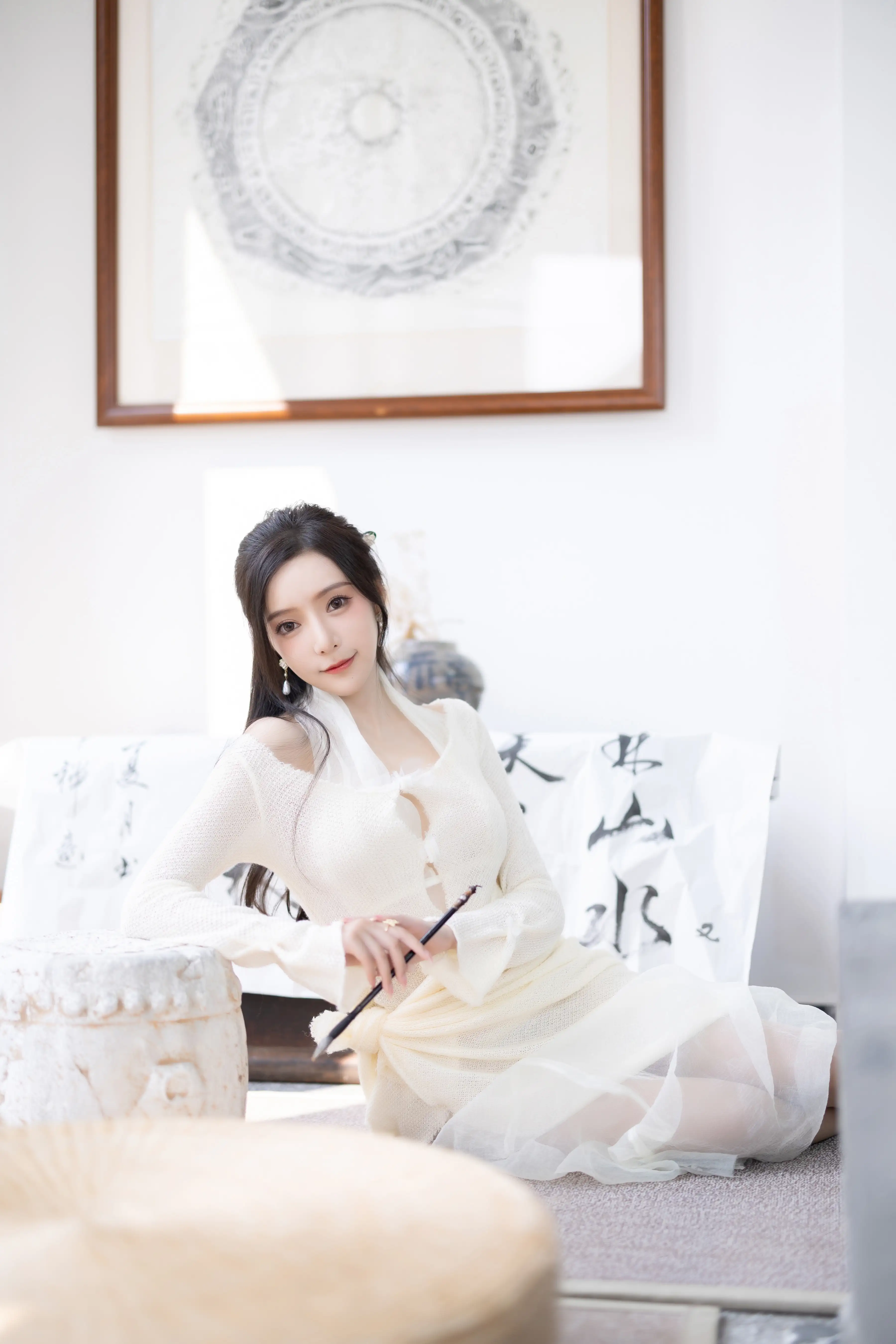 王馨瑶_NO.021_内购无水印_NO.5846_白色连衣裙_字画_ - M940.COM 内部私购-第5张